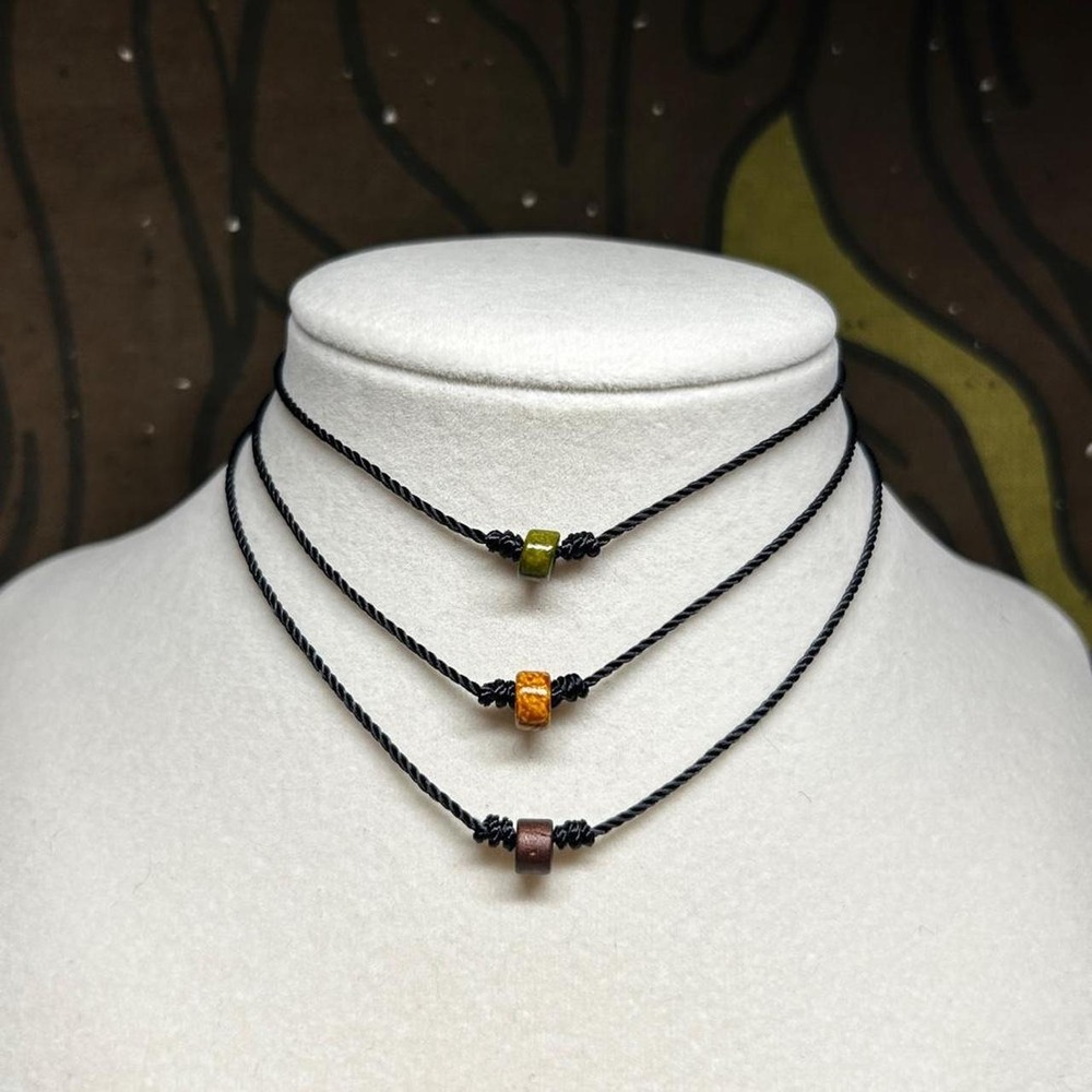 Mykonos Ceramic Choker Bundle 3 Pack Handmade Necklace Set Earth Tone Boho Greek